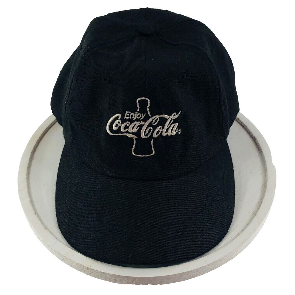 Head to Toe Baseball Cap One Size Adjustable Black "Enjoy Coca-Cola" Vintage